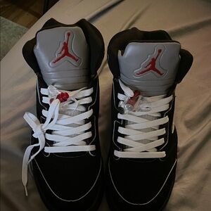 Jordan Black and Gray Sneakers with Red Accents